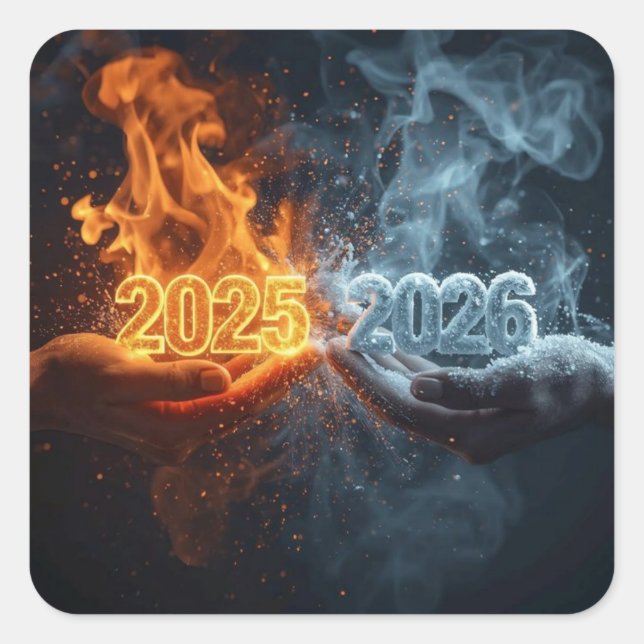 Cuadrada Pegatina de Vibraciones de Año Nuevo (Anverso)