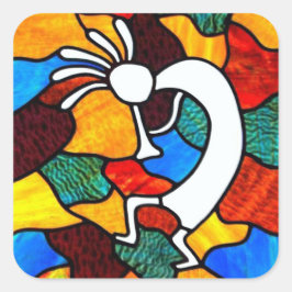 Cuadrada Pegatina de vidrio contenido de Kokopelli