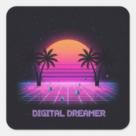 Cuadrada Pegatina de vinilo de estilo holográfico Digital D