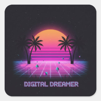 Cuadrada Pegatina de vinilo de estilo holográfico Digital D