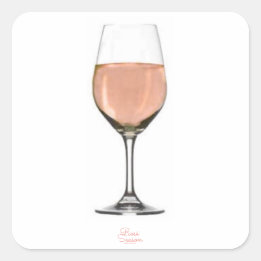 Cuadrada Pegatina de Vino Rosé