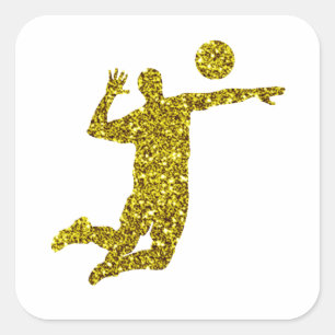 Cuadrada Pegatina de voleibol de oro