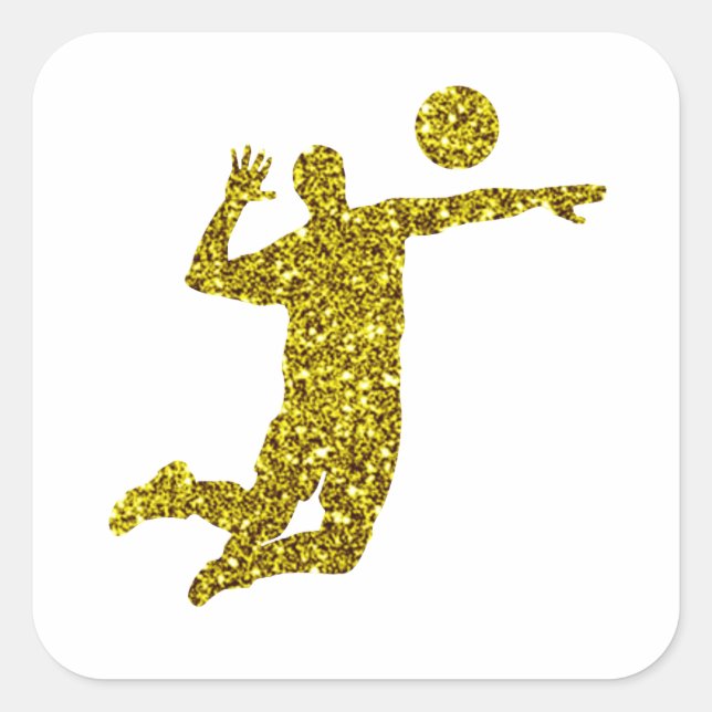 Cuadrada Pegatina de voleibol de oro (Anverso)