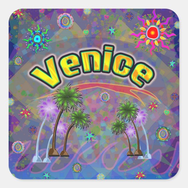 Cuadrada Pegatina de Voyage Noble de Venice Beach (Anverso)