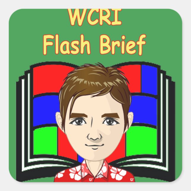 Cuadrada Pegatina de WCRI Flash Briefs (Anverso)