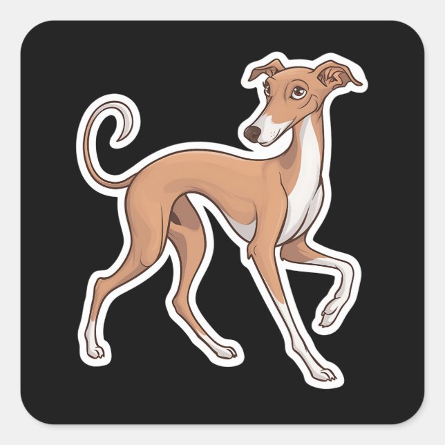 Cuadrada Pegatina de Whippet (Anverso)