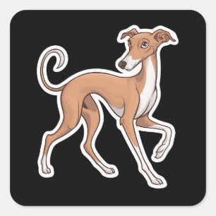 Cuadrada Pegatina de Whippet