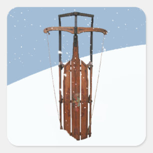 Cuadrada Pegatina de Winter Sled