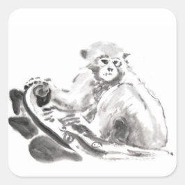 Cuadrada Pegatina de Zodiac Año de la pintura de lavado ori