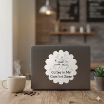 Pegatina de zona de confort de café en blanco y ne