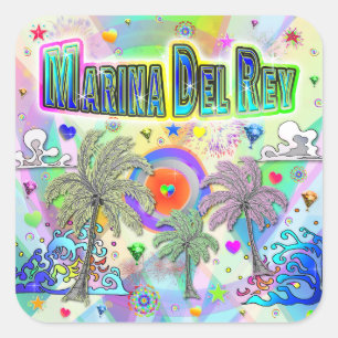 Cuadrada Pegatina Deep Dream Marina Del Rey
