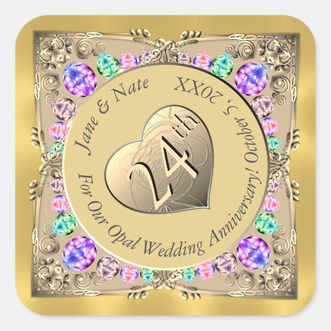 Cuadrada pegatina del 24° Aniversario Ópal (Anverso)