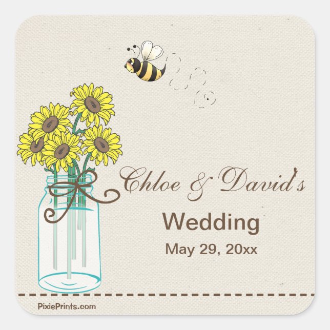 Cuadrada Pegatina del Acuerdo de Mason Jar (Anverso)