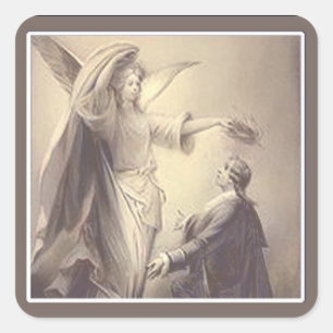 Cuadrada Pegatina del ángel <Brown>