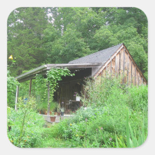 Cuadrada Pegatina del antiguo Herbery Barn
