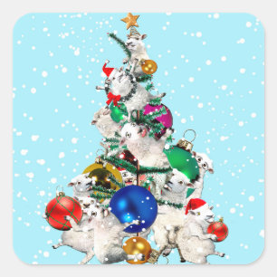 Cuadrada Pegatina del árbol de la fleche festiva