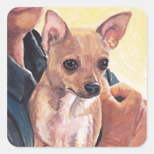 Cuadrada Pegatina del arte del perro de la chihuahua