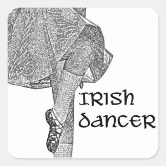 Cuadrada Pegatina del bailarín irlandés Kick Skirt