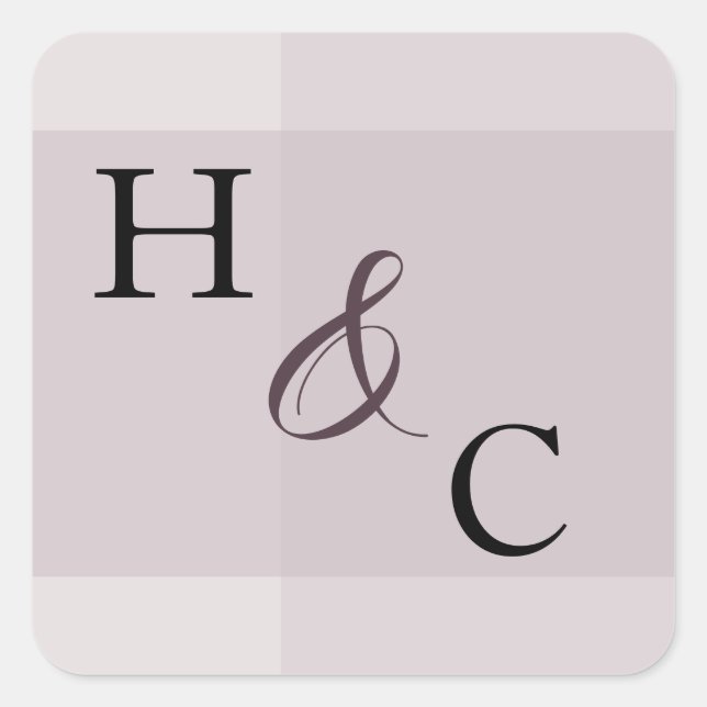 Cuadrada Pegatina del Boda Minimalista Neutral de Lavender  (Anverso)