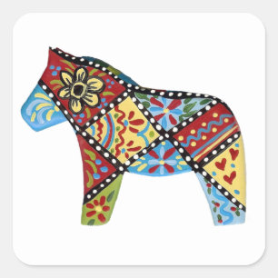 Cuadrada Pegatina del caballo de Dala del arte popular
