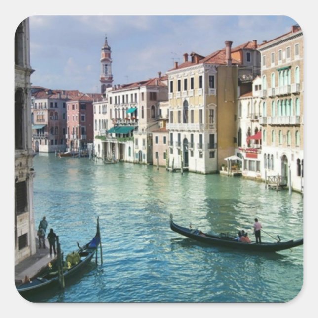 Cuadrada Pegatina del canal de Venecia (Anverso)