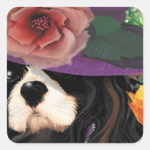 Cuadrada Pegatina del Cavalier King Charles Victoriano 
