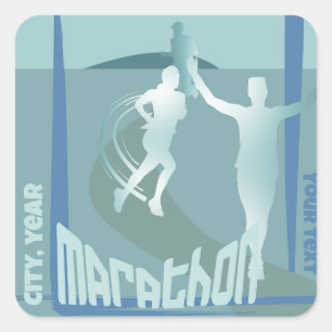 Cuadrada Pegatina del club de corredores City Marathon