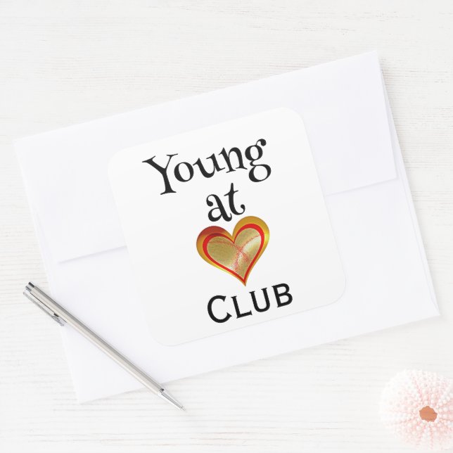 Cuadrada Pegatina del Club Jóvenes de Corazón (Sobre)