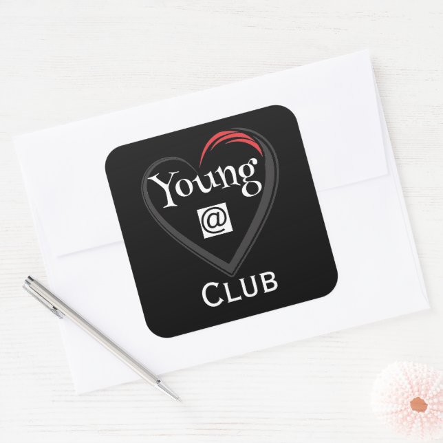 Cuadrada Pegatina del Club Jóvenes de Corazón (Sobre)