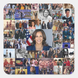 Cuadrada Pegatina del Collage Kamala Harris