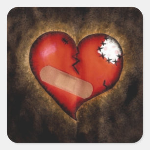 Cuadrada Pegatina del Corazón-cuadrado del corazón