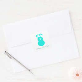 Cuadrada Pegatina del Corazón de Conejo de Pascua