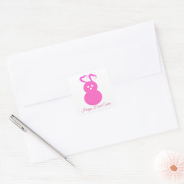 Cuadrada Pegatina del Corazón de Conejo de Pascua