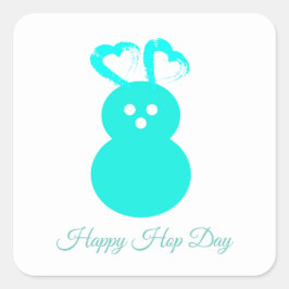 Cuadrada Pegatina del corazón del conejo de Pascua Feliz Dí