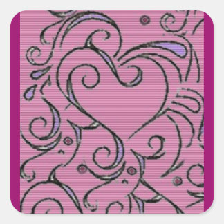 Cuadrada Pegatina del corazón enmarañado