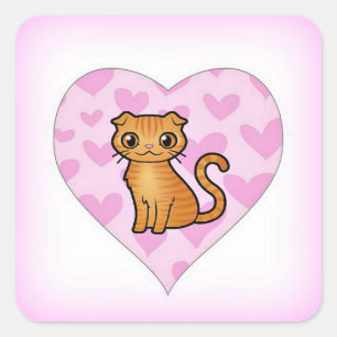 Cuadrada Pegatina del corazón rosado de Skippy