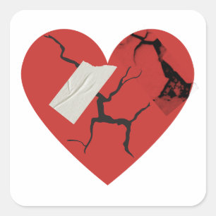 Cuadrada Pegatina del corazón roto en curación