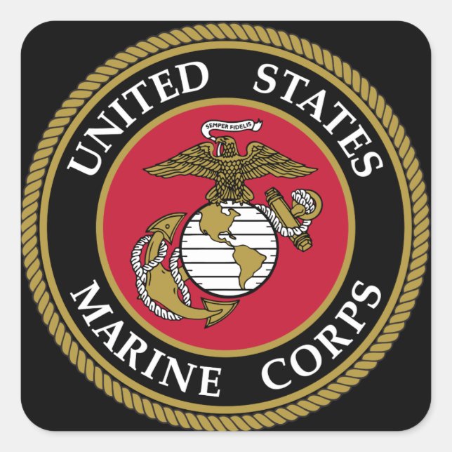 Cuadrada PEGATINA del Cuerpo de Marines de Estados Unidos (Anverso)