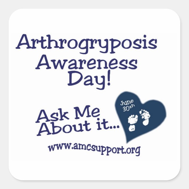 Cuadrada Pegatina del Día de Concienciación sobre Artrogryp (Anverso)