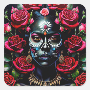 Cuadrada Pegatina del Día de la Elegancia Muerta - Arte de