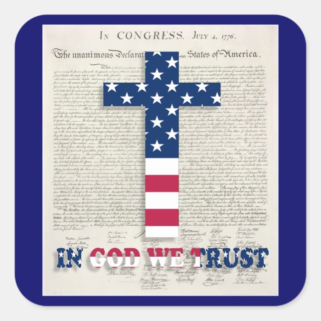 Cuadrada Pegatina del Día de la Independencia (Anverso)