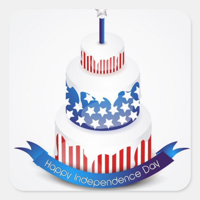 Cuadrada Pegatina del Día de la Independencia Feliz (Anverso)