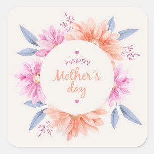 Cuadrada Pegatina del Día de la Madre Feliz