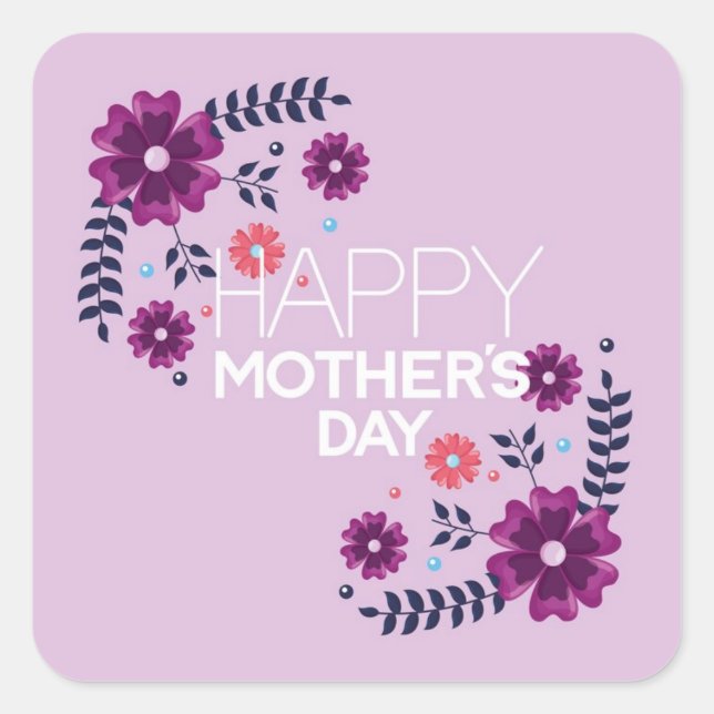 Cuadrada Pegatina del Día de la Madre Feliz (Anverso)