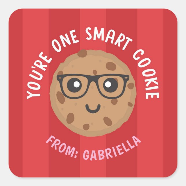 Cuadrada Pegatina del Día de San Valentín de una galleta in (Anverso)