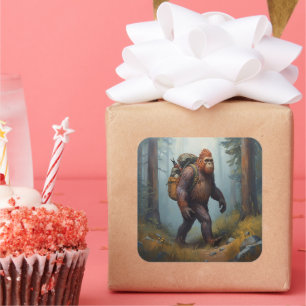 Cuadrada Pegatina del día del padre cumpleaños Bigfoot Sasq