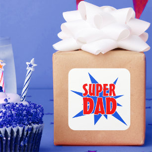 Cuadrada Pegatina del Día del Padre Super Papá