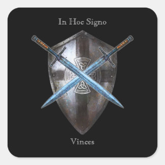 Cuadrada Pegatina del escudo de armas - en Signo hoc Vinces