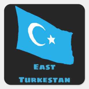 Cuadrada Pegatina del este de la bandera de Turkestan