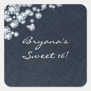 Cuadrada Pegatina del evento de fiesta de cumpleaños de Den